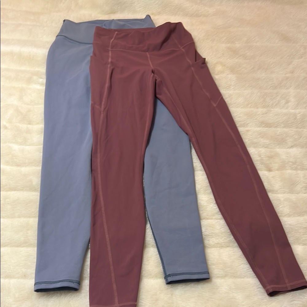 Fabletics Blue and Pink High-Waist Leggings